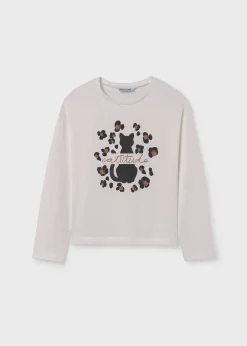 Mayoral Girl Relaxed Shoulder Graphic T-Shirt