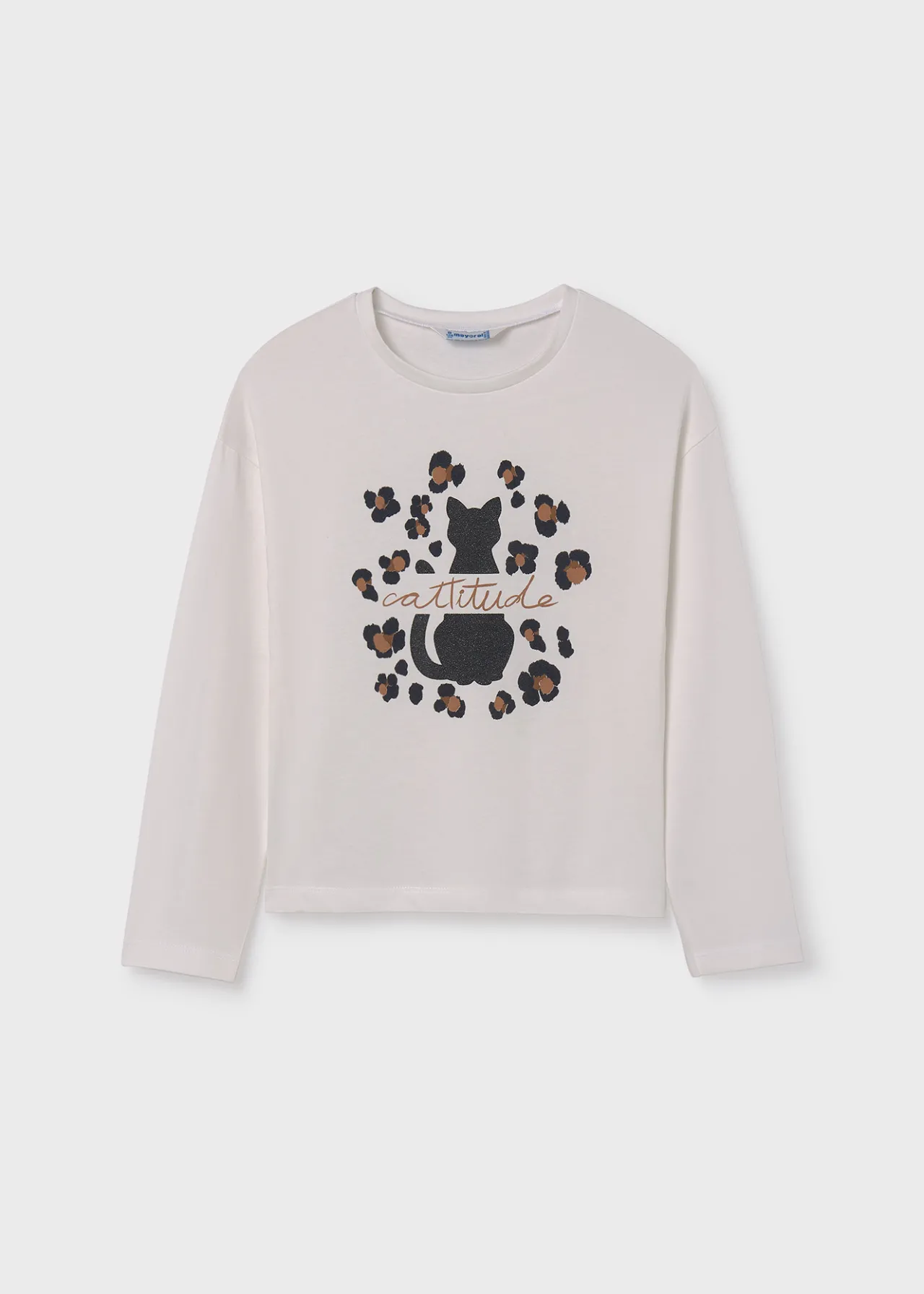 Mayoral Girl Relaxed Shoulder Graphic T-Shirt