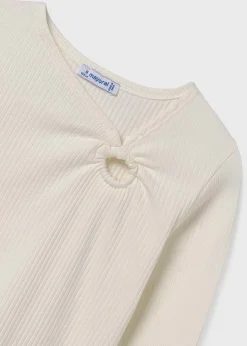 Mayoral Girl Ribbed Gathered Shirt