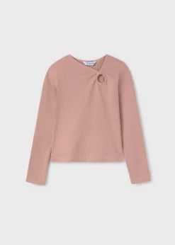 Mayoral Girl Ribbed Gathered Shirt