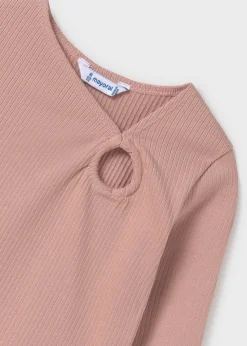 Mayoral Girl Ribbed Gathered Shirt