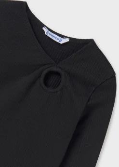 Mayoral Girl Ribbed Gathered Shirt