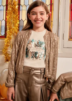 Mayoral Girl Sequin Bomber Jacket