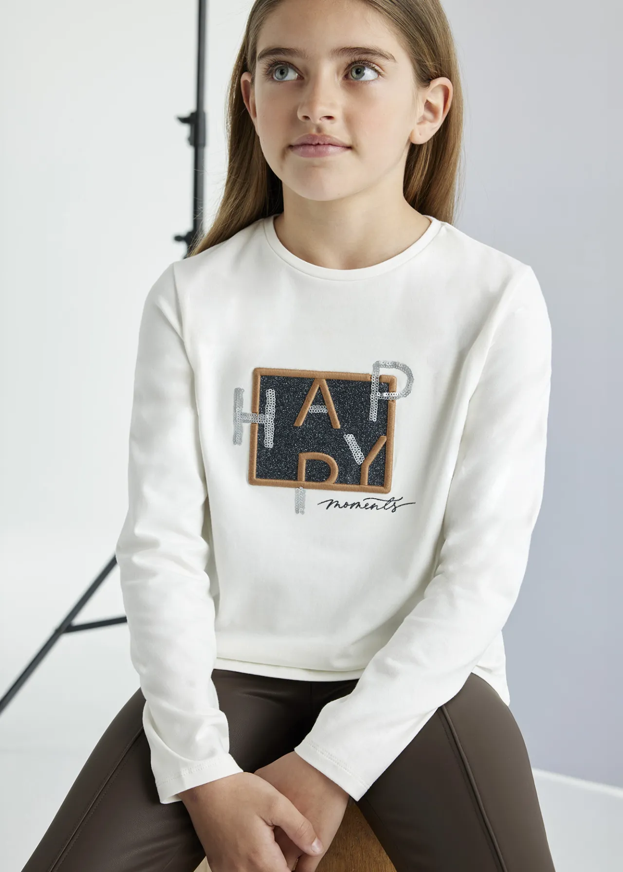 Mayoral Girl Sequin Text T-Shirt