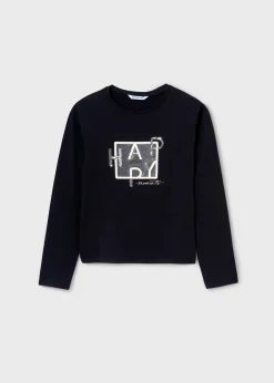 Mayoral Girl Sequin Text T-Shirt