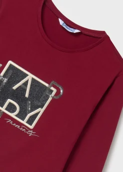 Mayoral Girl Sequin Text T-Shirt