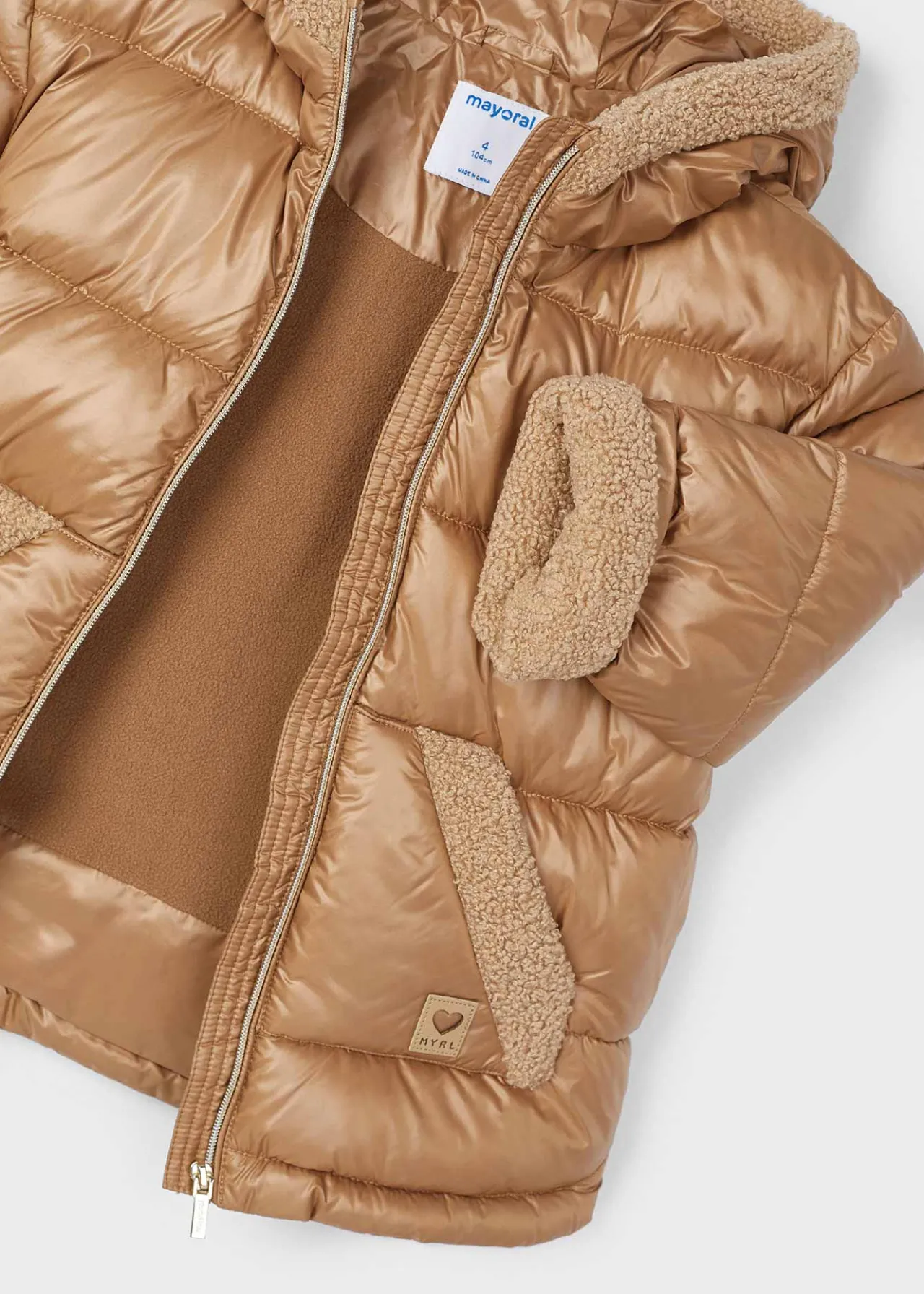 Mayoral Girl Sherpa-Trim Puffer Coat