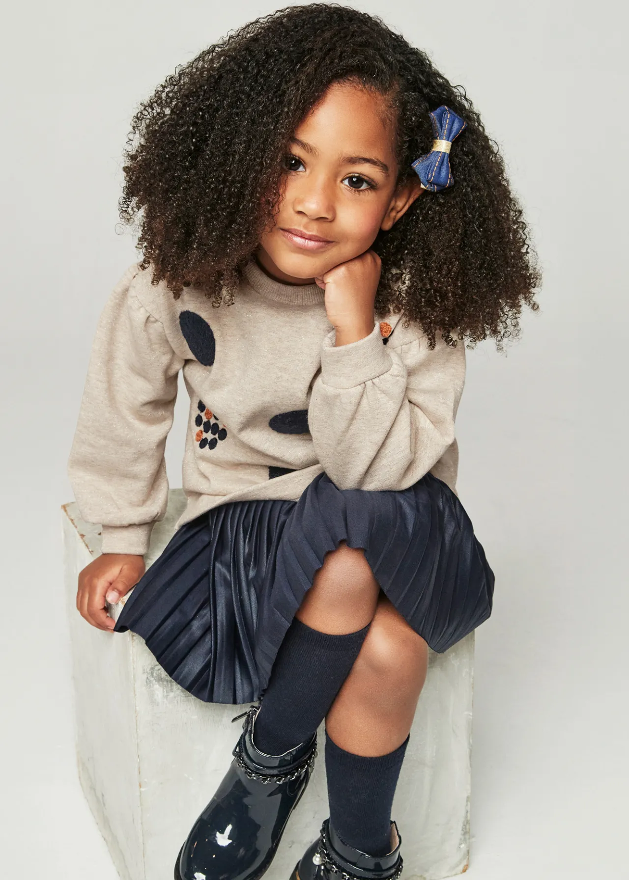 Mayoral Girl Sleeveless Dress with Polka Dot Sweater