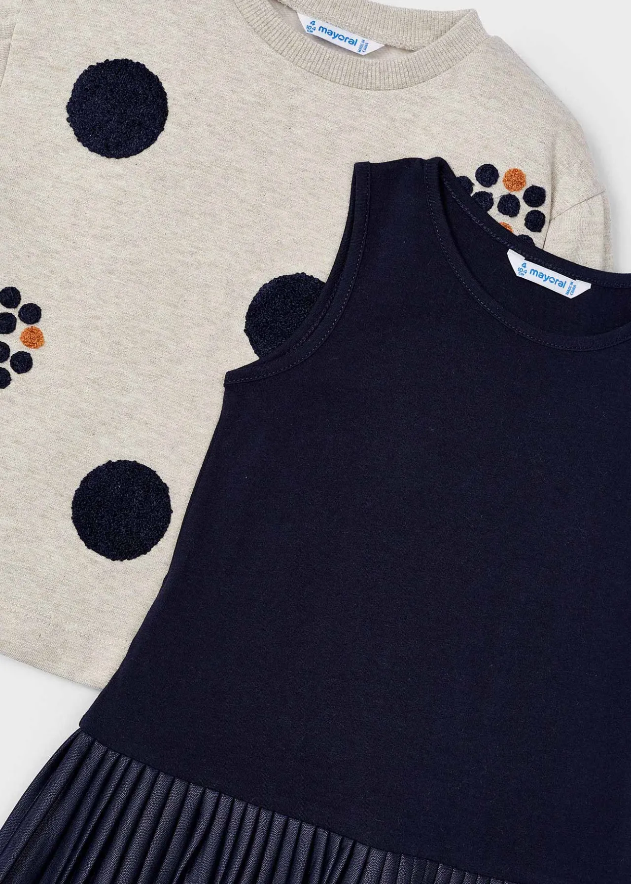 Mayoral Girl Sleeveless Dress with Polka Dot Sweater