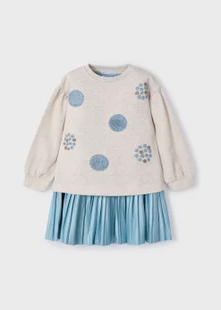 Mayoral Girl Sleeveless Dress with Polka Dot Sweater