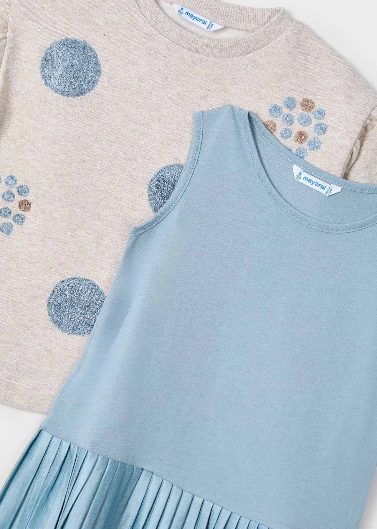 Mayoral Girl Sleeveless Dress with Polka Dot Sweater