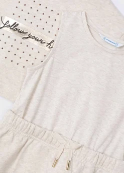 Mayoral Girl Sleeveless Dress with Text Print Sweater