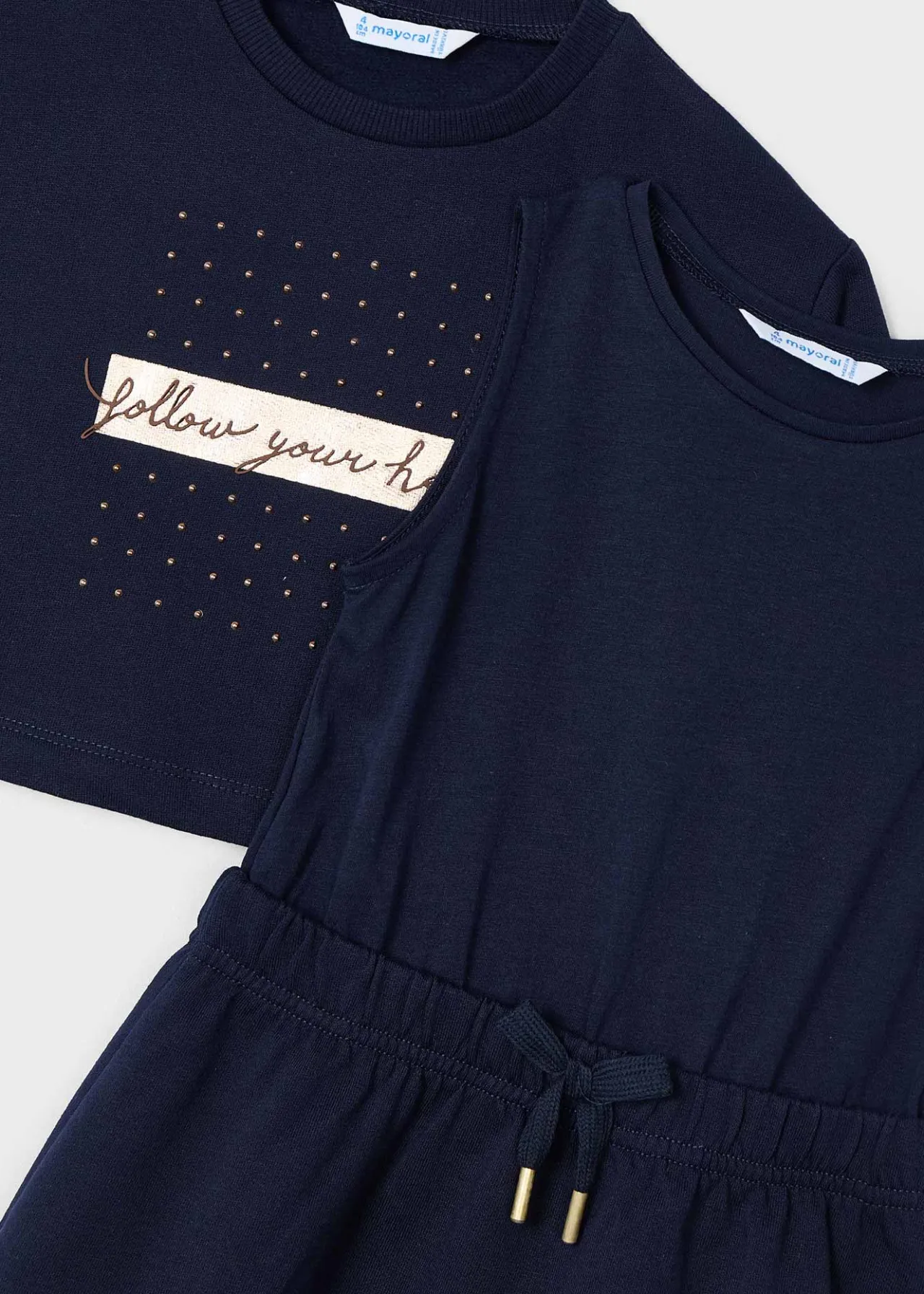 Mayoral Girl Sleeveless Dress with Text Print Sweater