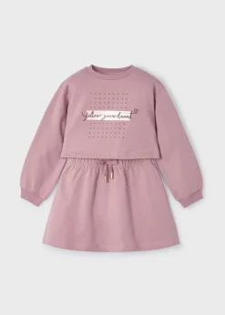 Mayoral Girl Sleeveless Dress with Text Print Sweater