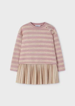 Mayoral Girl Sleeveless Dress with Striped Sweatshirt