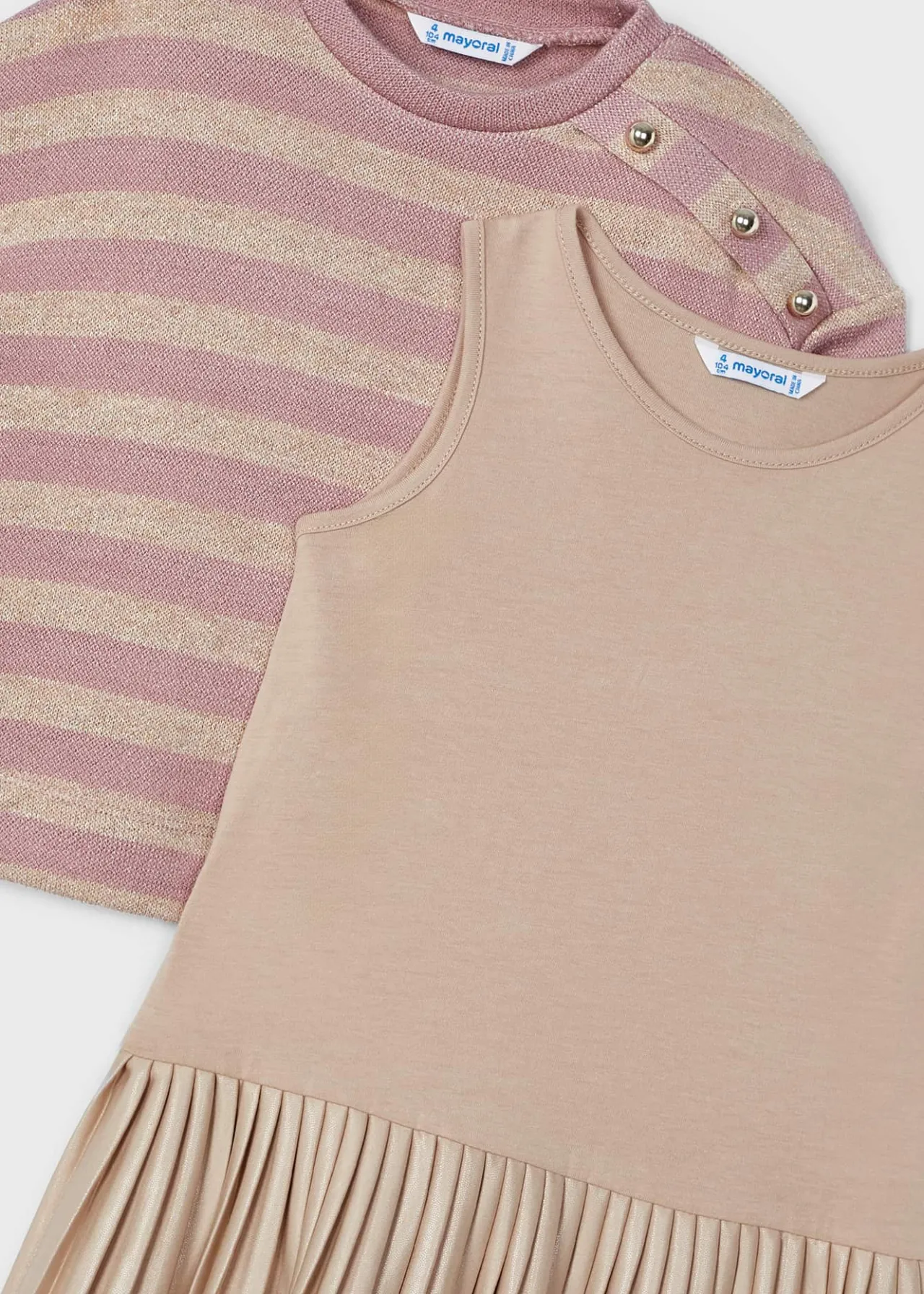 Mayoral Girl Sleeveless Dress with Striped Sweatshirt