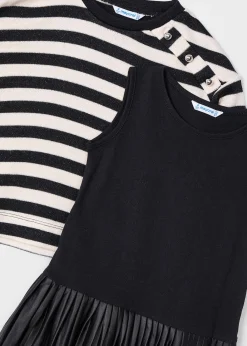Mayoral Girl Sleeveless Dress with Striped Sweatshirt