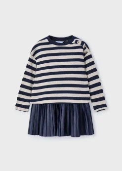 Mayoral Girl Sleeveless Dress with Striped Sweatshirt