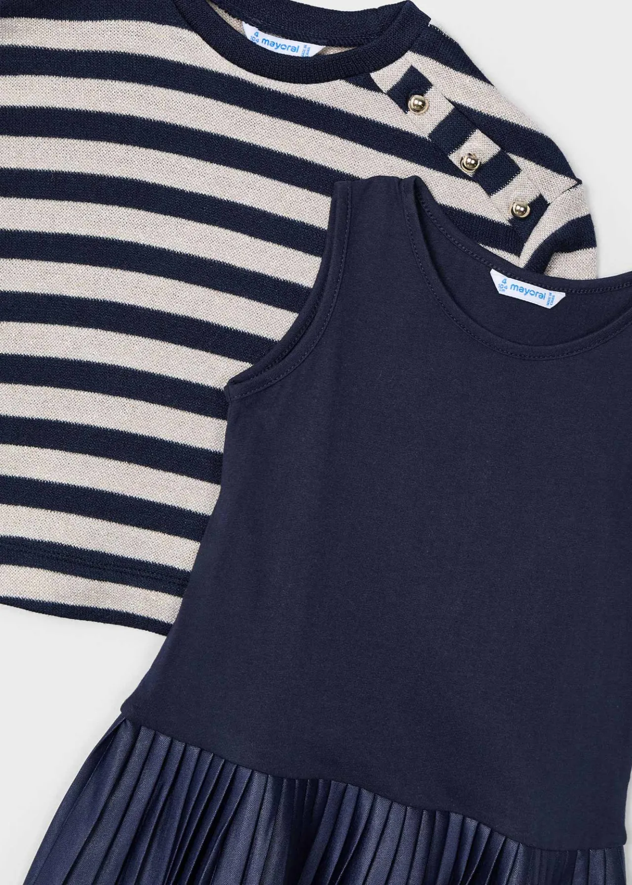 Mayoral Girl Sleeveless Dress with Striped Sweatshirt