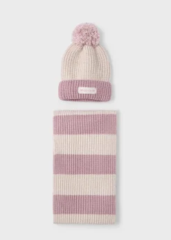 Mayoral Girl Striped Hat and Scarf Set