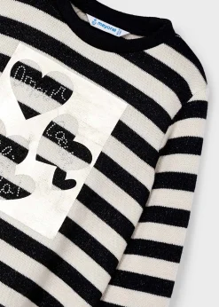 Mayoral Girl Striped Metallic Stitch Sweater