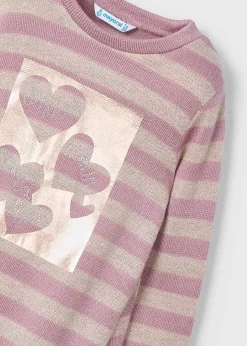 Mayoral Girl Striped Metallic Stitch Sweater
