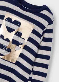Mayoral Girl Striped Metallic Stitch Sweater