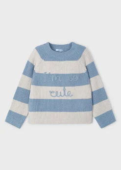 Mayoral Girl Striped Text Sweater