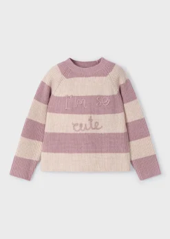 Mayoral Girl Striped Text Sweater