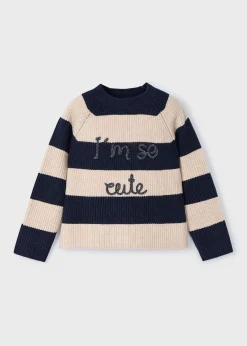 Mayoral Girl Striped Text Sweater