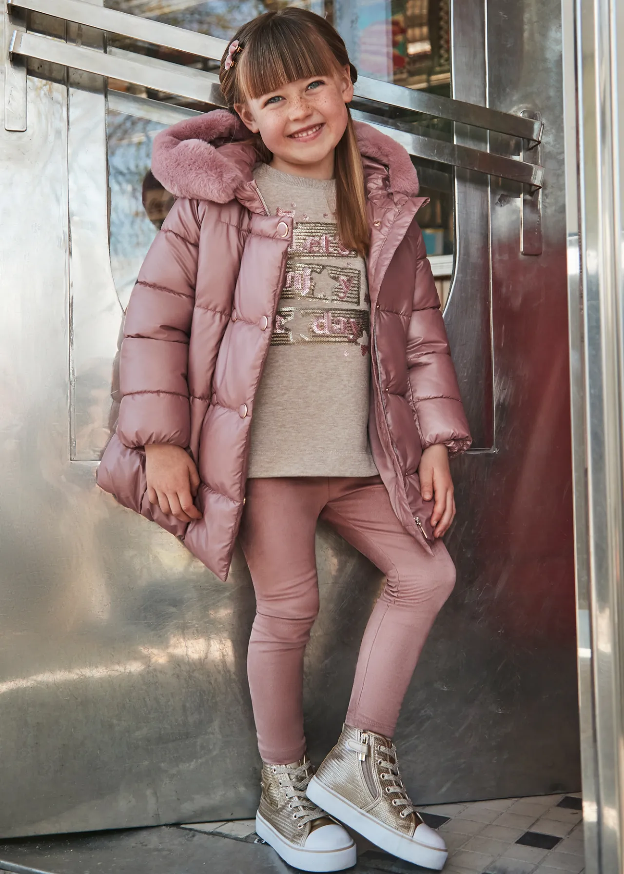 Mayoral Girl Suede Legging and Sweatshirt Set