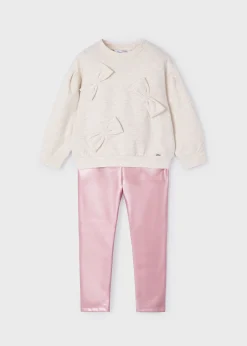 Mayoral Girl Sweatshirt and Metallic Leggings Set