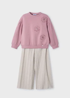 Mayoral Girl Sweatshirt with Pleated Pants Set