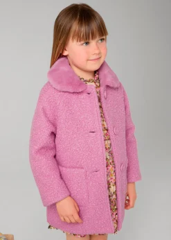 Mayoral Girl Teddy Coat with Faux Fur Collar