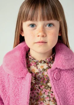 Mayoral Girl Teddy Coat with Faux Fur Collar
