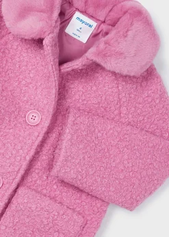 Mayoral Girl Teddy Coat with Faux Fur Collar