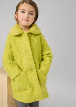 Mayoral Girl Teddy Coat with Faux Fur Collar