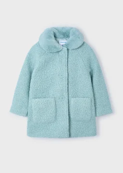 Mayoral Girl Teddy Coat with Faux Fur Collar