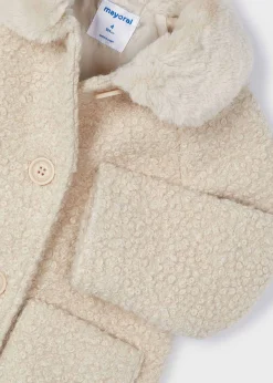 Mayoral Girl Teddy Coat with Faux Fur Collar