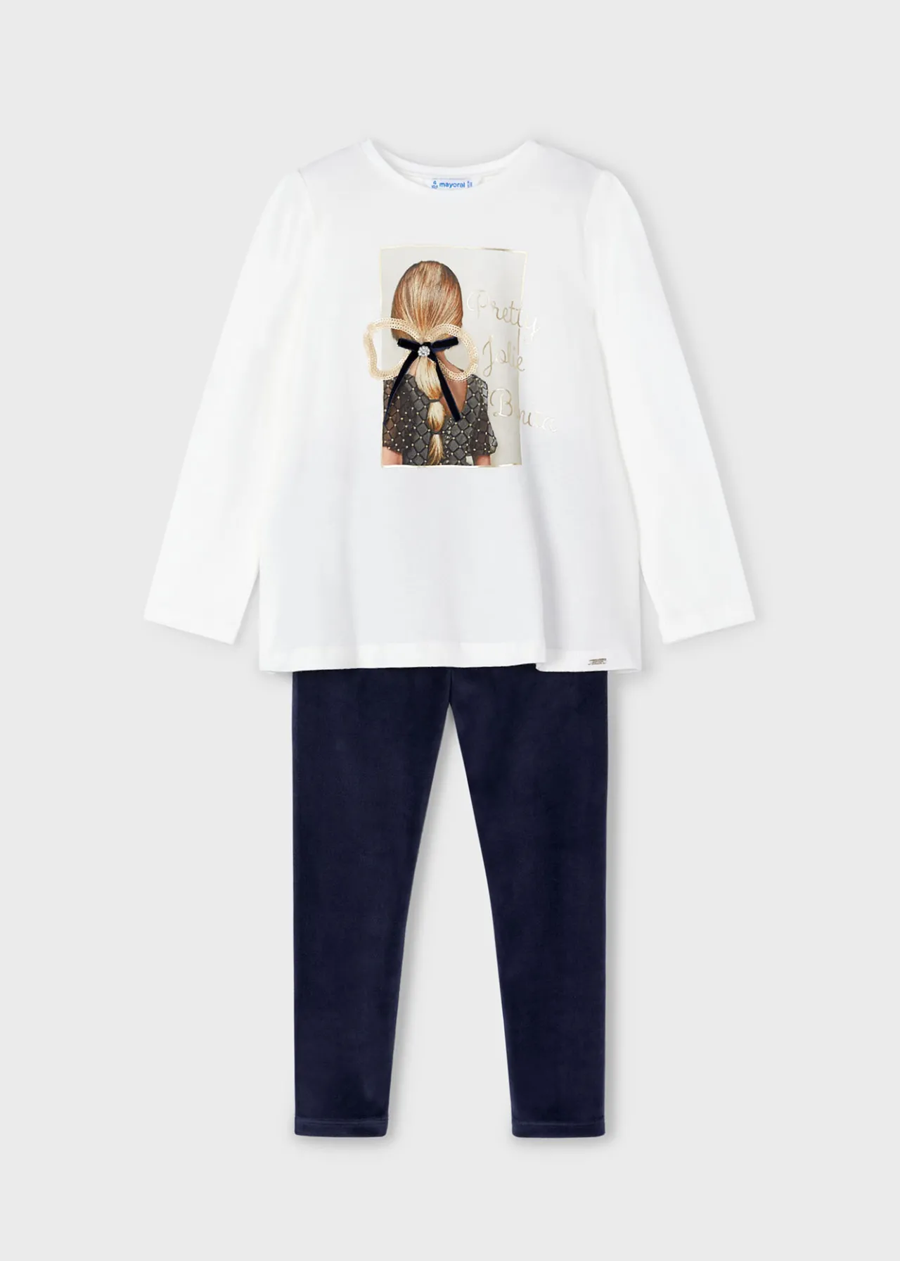 Mayoral Girl T-Shirt and Velvet Leggings Set