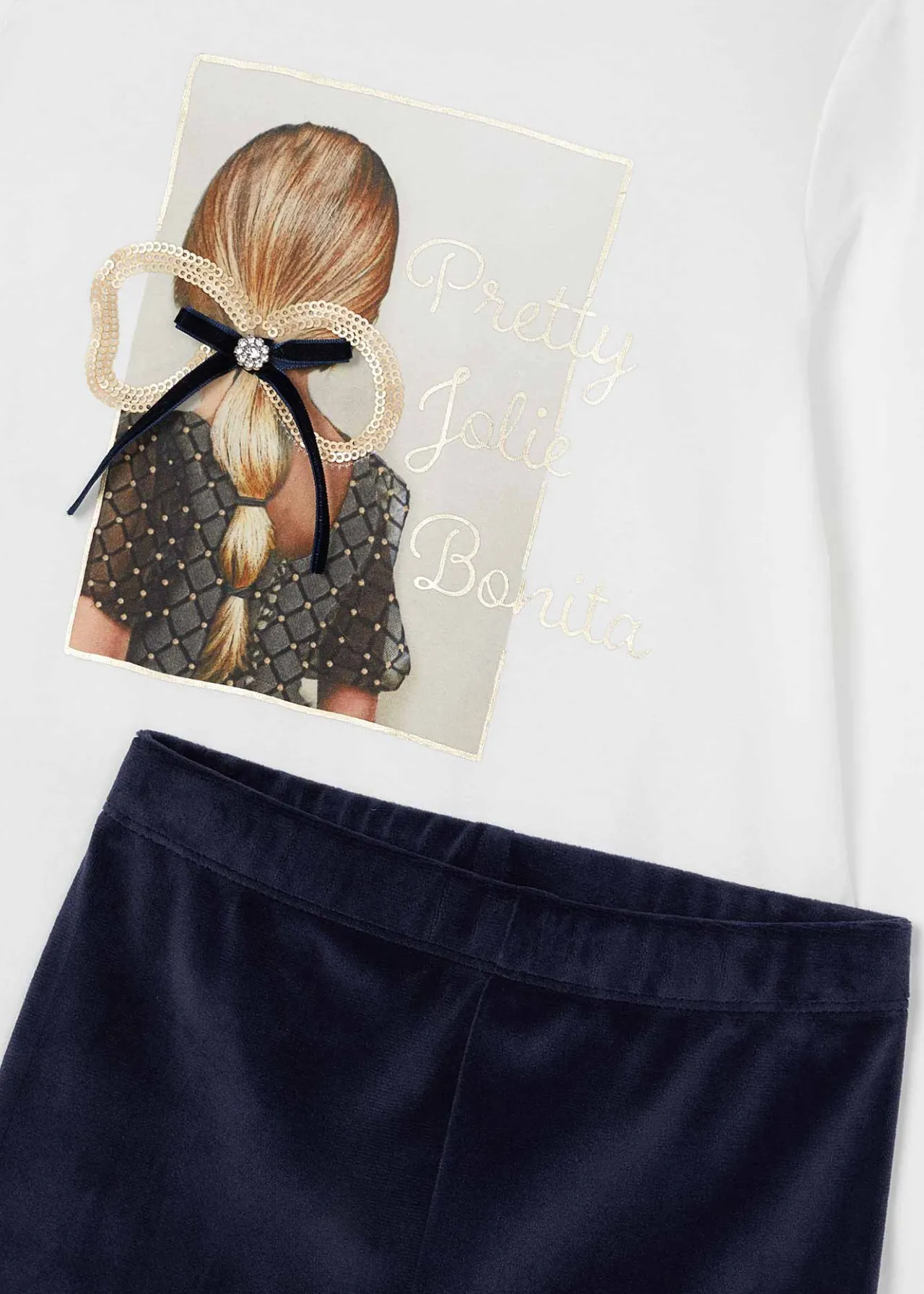 Mayoral Girl T-Shirt and Velvet Leggings Set