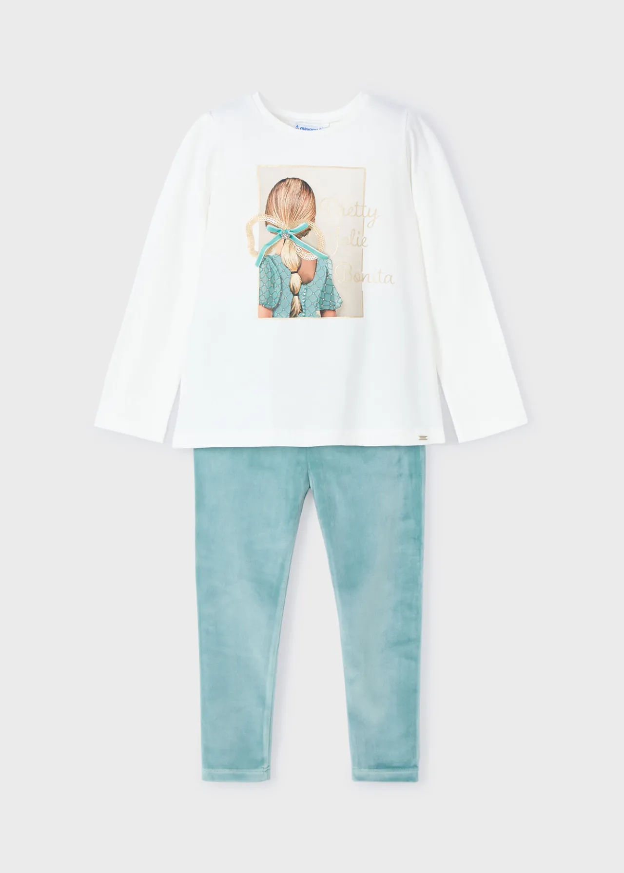 Mayoral Girl T-Shirt and Velvet Leggings Set