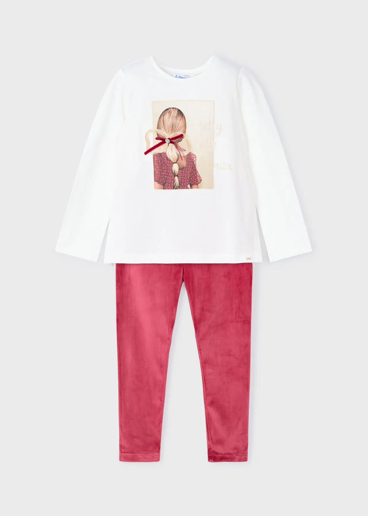Mayoral Girl T-Shirt and Velvet Leggings Set