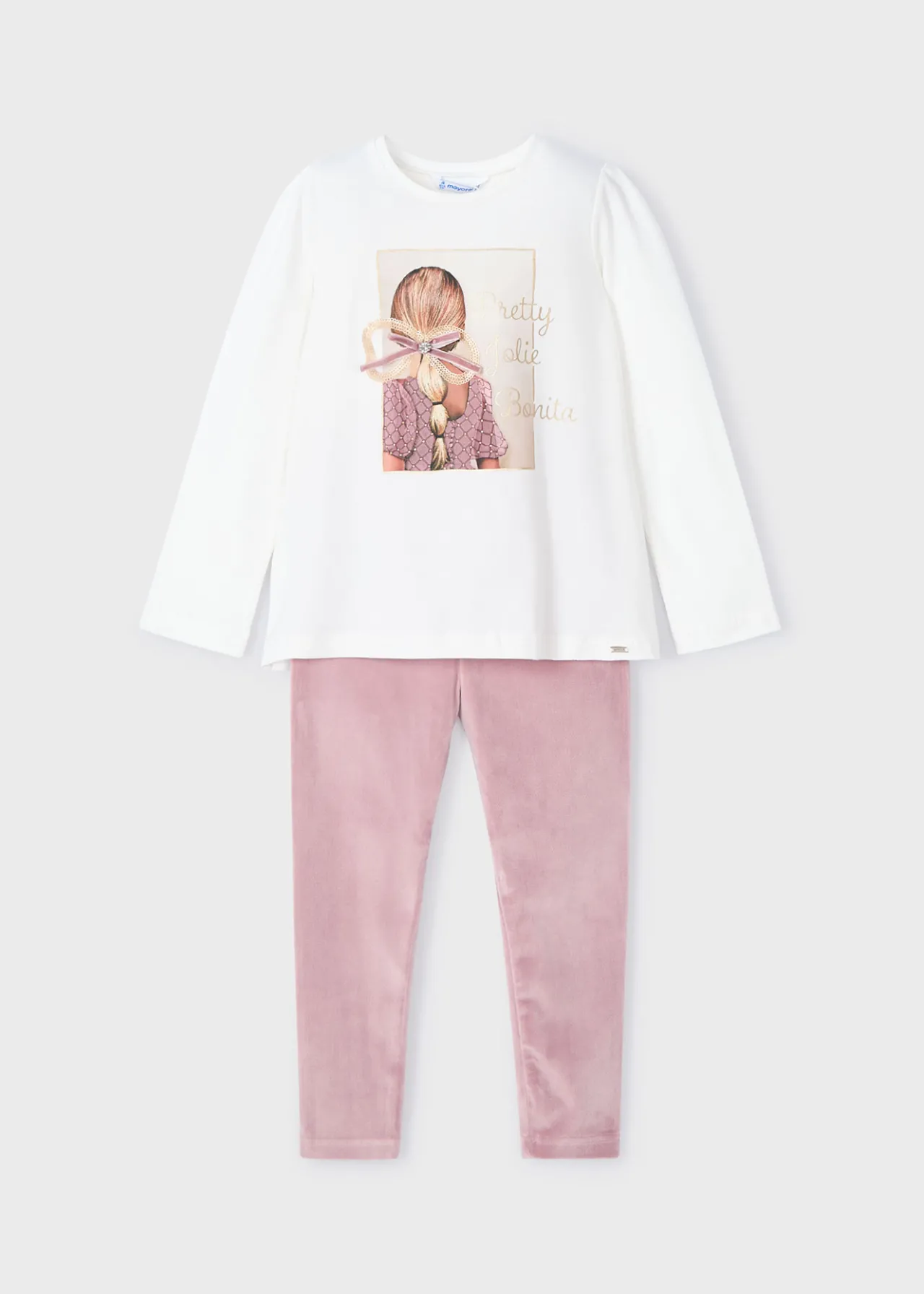 Mayoral Girl T-Shirt and Velvet Leggings Set