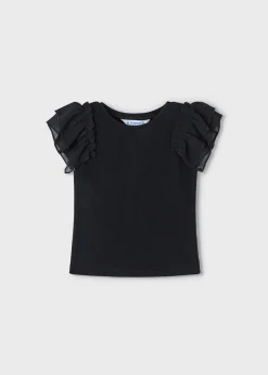 Mayoral Girl T-Shirt with Organza Ruffles