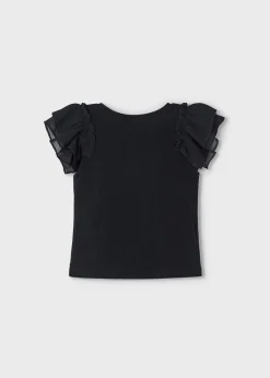 Mayoral Girl T-Shirt with Organza Ruffles