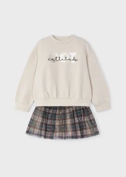 Mayoral Girl Tulle Skirt and Sweatshirt Set