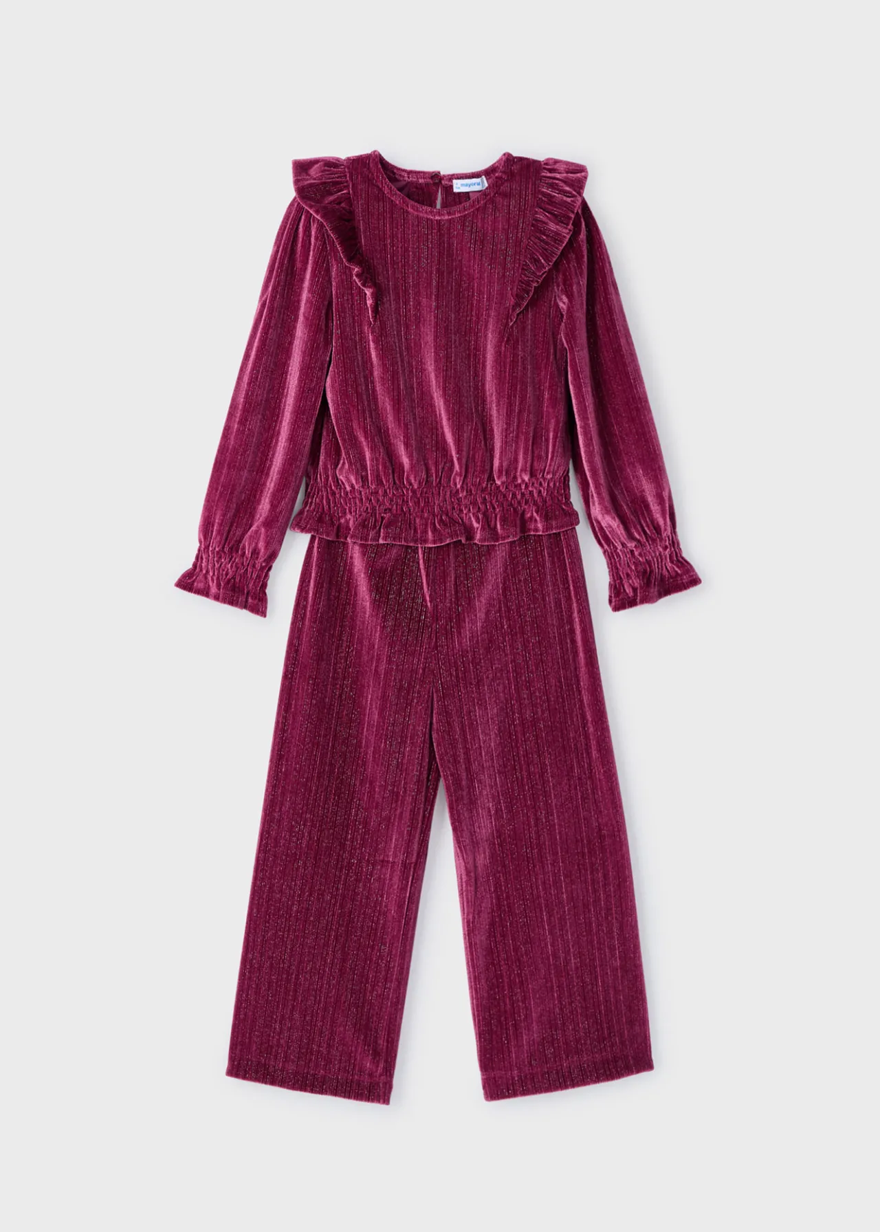 Mayoral Girl Velvet Top and Pants Set