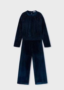 Mayoral Girl Velvet Top and Pants Set