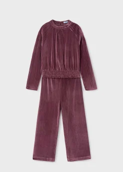 Mayoral Girl Velvet Top and Pants Set